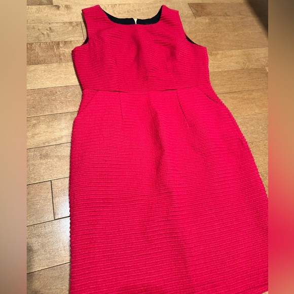 Zara Basic Magenta Pencil Dress with Zip up Back and Horizontal Lining - Picture 3 of 7